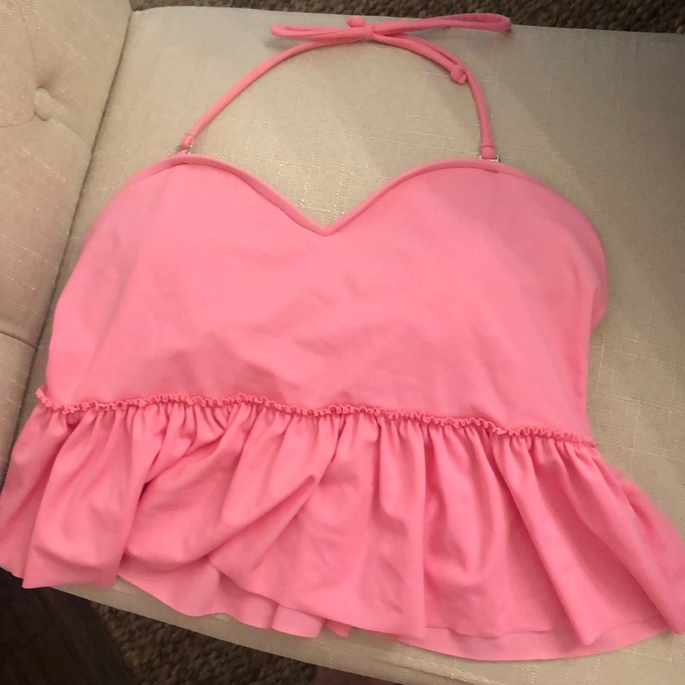 Kortni Jeane small pink peplum swim top in GUC